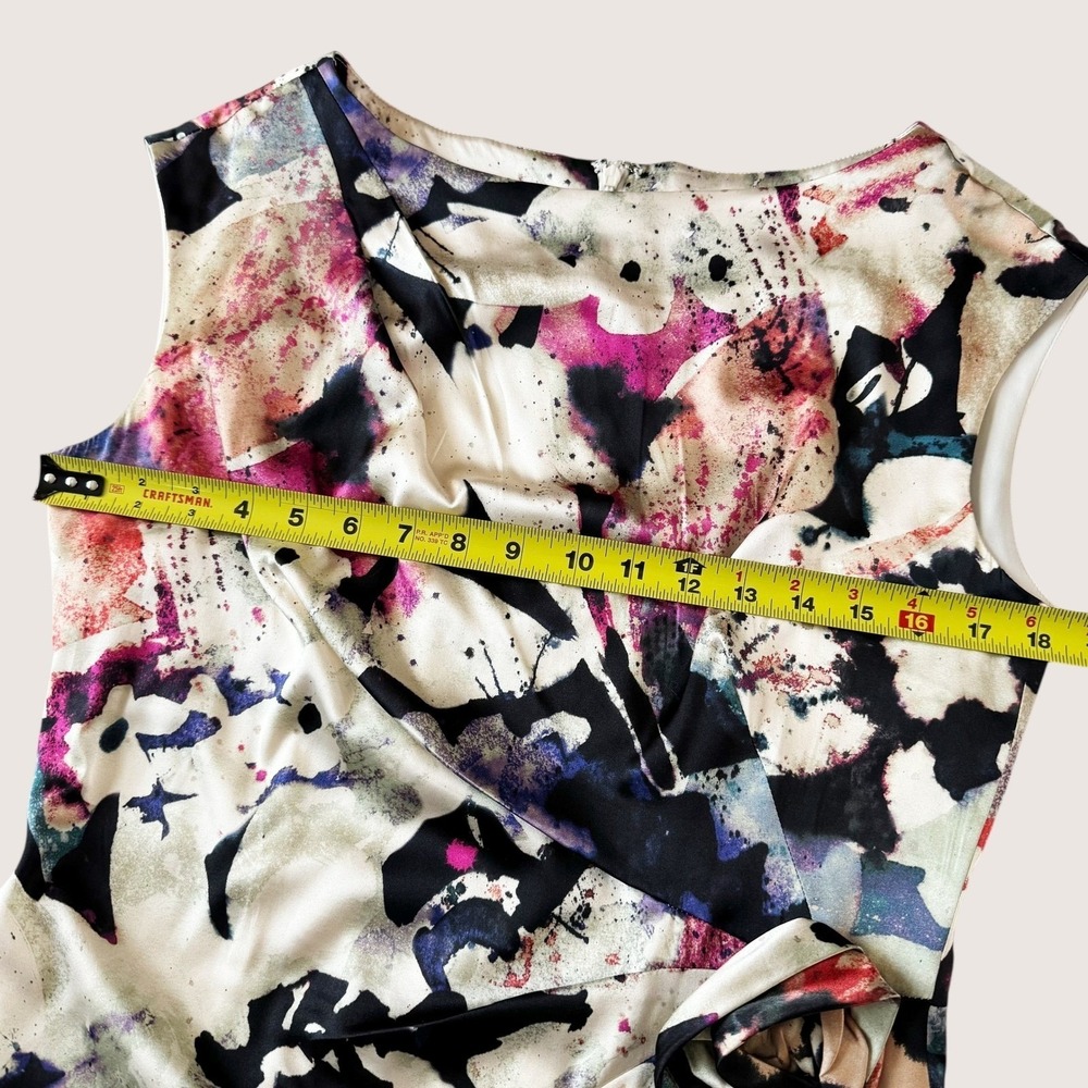 Suzi Chin Maggy Boutique Silk Watercolor Rosette Sheath Dress 10 Wedding guest - Picture 6 of 14